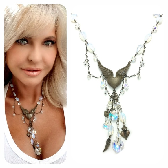 Sterling Silver Heart and Crystal Kinley Necklace - Picture 1 of 6